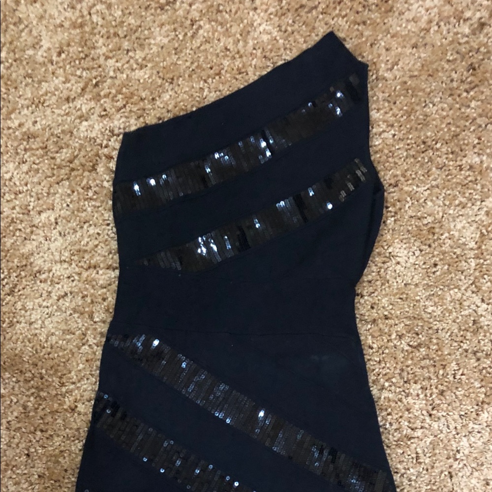 Snug fitting, black with sequence dress